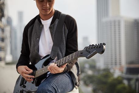 electric guitar at rooft top
